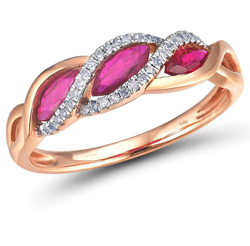 14K Rose Gold Ruby And Diamond Ring