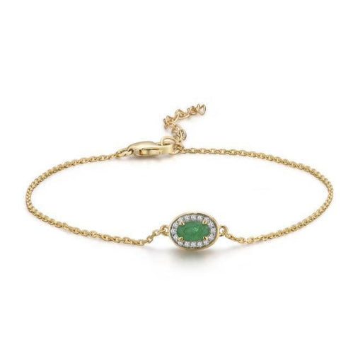 14K Yellow Gold Emerald And Diamond Bracelet