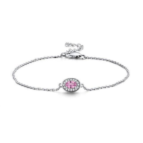 14K White Gold Pink Sapphire And Diamond Bracelet
