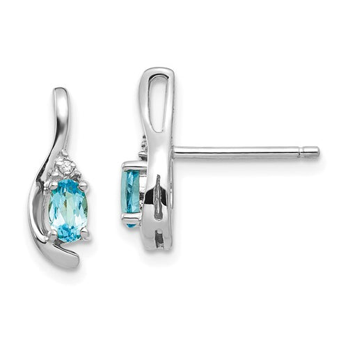 14K Blue Topaz And Diamond Earrings