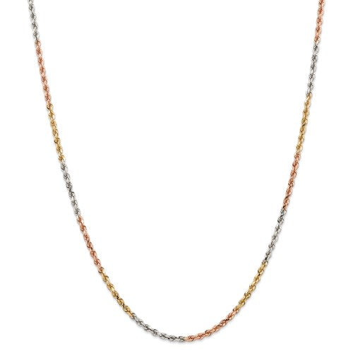14K Tri-Color Gold Rope Chain 3mm