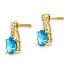 Load image into Gallery viewer, 10K Blue Topaz And Diamond Earrings