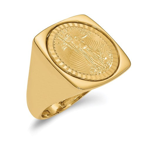 Mens 14K 1/10AE Coin Ring