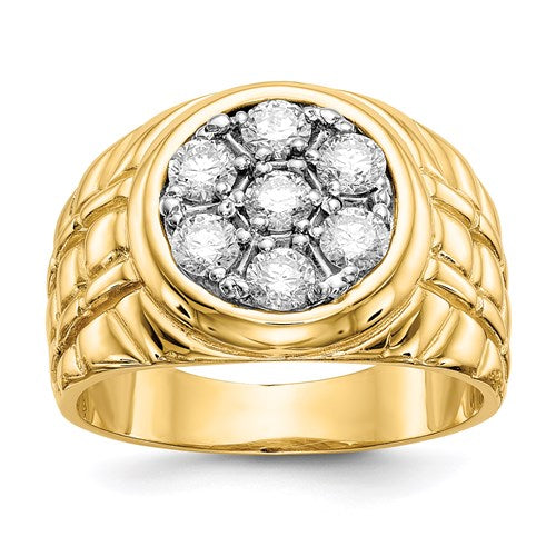 Mens 14K 1 CT Cluster Ring