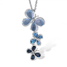 Load image into Gallery viewer, 14K White Gold Fancy Blue Topaz And Diamond Butterfly Pendant