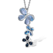 Load image into Gallery viewer, 14K White Gold Fancy Blue Topaz And Diamond Butterfly Pendant