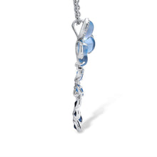 Load image into Gallery viewer, 14K White Gold Fancy Blue Topaz And Diamond Butterfly Pendant