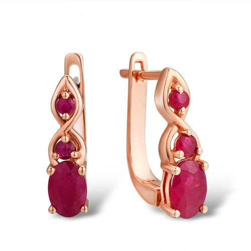 14K Rose Gold Red Ruby Earrings