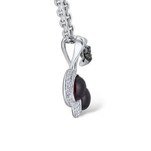 Load image into Gallery viewer, 14K White Gold Sweet Cherry Rhodolite Garnet And Diamond Necklace