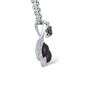 14K White Gold Sweet Cherry Rhodolite Garnet And Diamond Necklace