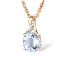 Load image into Gallery viewer, 14K Rose Gold Radiant Blue Topaz Pendant