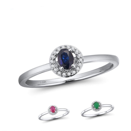 14K White Gold Diamond And Sapphire/Ruby/Emerald Ring