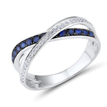 Load image into Gallery viewer, 14K White Gold Diamond And Blue Sapphire Ring