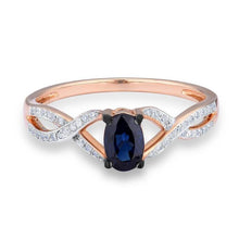 Load image into Gallery viewer, 14K Rose Gold Diamond And Blue Sapphire Ring