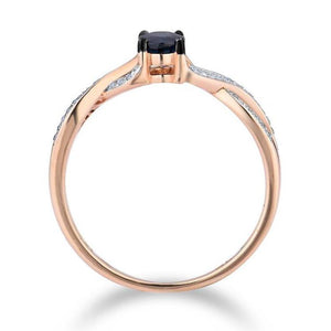 14K Rose Gold Diamond And Blue Sapphire Ring