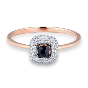 14K Rose Gold Diamond And Blue Sapphire Ring