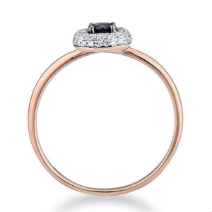 14K Rose Gold Diamond And Blue Sapphire Ring