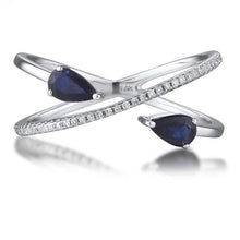 Load image into Gallery viewer, 14K White Gold Diamond And Blue Sapphire Ring