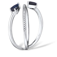 Load image into Gallery viewer, 14K White Gold Diamond And Blue Sapphire Ring