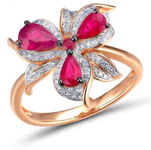 14K Rose Gold Diamond And Ruby Ring