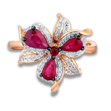 Load image into Gallery viewer, 14K Rose Gold Diamond And Ruby Ring