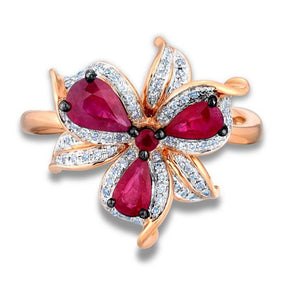 14K Rose Gold Diamond And Ruby Ring