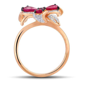 14K Rose Gold Diamond And Ruby Ring