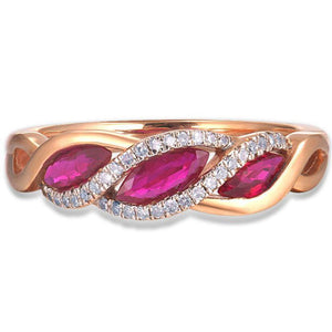 14K Rose Gold Ruby And Diamond Ring