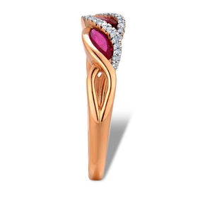 14K Rose Gold Ruby And Diamond Ring