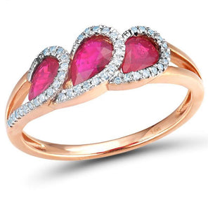 14K Rose Gold Diamond And Ruby Ring