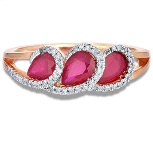 14K Rose Gold Diamond And Ruby Ring