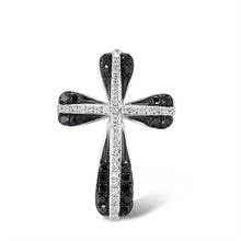 Load image into Gallery viewer, 14K White Gold Black And White Diamond Cross