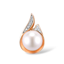 Load image into Gallery viewer, 14K Rose Gold Diamond And Fresh Water Pearl Pendant