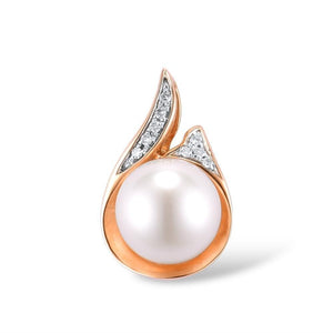 14K Rose Gold Diamond And Fresh Water Pearl Pendant