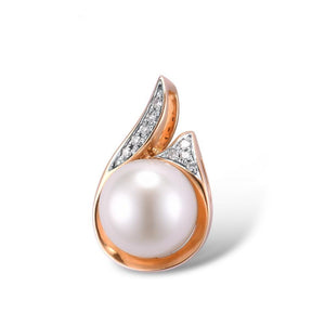 14K Rose Gold Diamond And Fresh Water Pearl Pendant