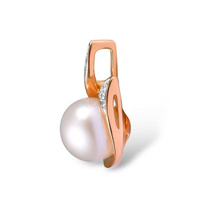 14K Rose Gold Diamond And Fresh Water Pearl Pendant