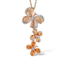 Load image into Gallery viewer, 14K Rose Gold Citrine And Lemon Quartz Butterfly Pendant