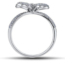 Load image into Gallery viewer, 14K White Gold Four Leaf Clover Diamond Ring