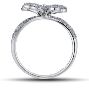 14K White Gold Four Leaf Clover Diamond Ring