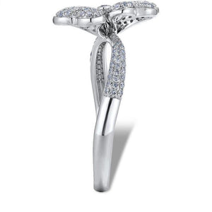 14K White Gold Four Leaf Clover Diamond Ring