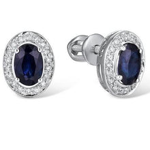 Load image into Gallery viewer, 14K Gold Blue Sapphire And Diamond Studs