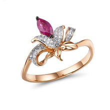 Load image into Gallery viewer, 14K Rose Gold Ruby And Diamond Ring