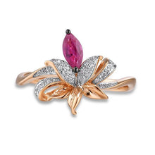 Load image into Gallery viewer, 14K Rose Gold Ruby And Diamond Ring