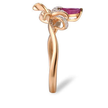 Load image into Gallery viewer, 14K Rose Gold Ruby And Diamond Ring