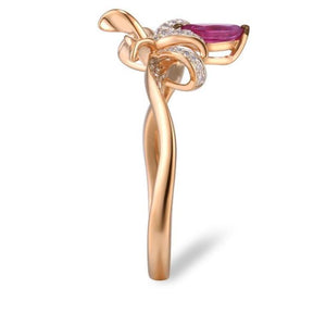 14K Rose Gold Ruby And Diamond Ring