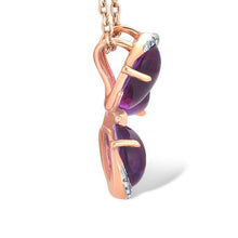 Load image into Gallery viewer, 14K Rose Gold Amethyst And Diamond Butterfly Pendant