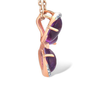 14K Rose Gold Amethyst And Diamond Butterfly Pendant