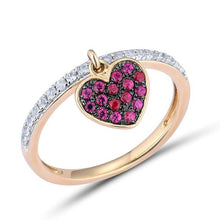 Load image into Gallery viewer, 10K Yellow Gold Ruby And White Sapphire Heart Ring