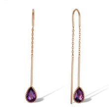 Load image into Gallery viewer, 10K Rose Gold Amethyst Dangle Earrings