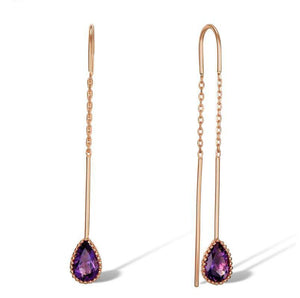 10K Rose Gold Amethyst Dangle Earrings